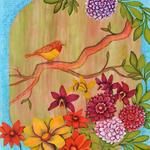 Bird in the Flowers
oil on canvas